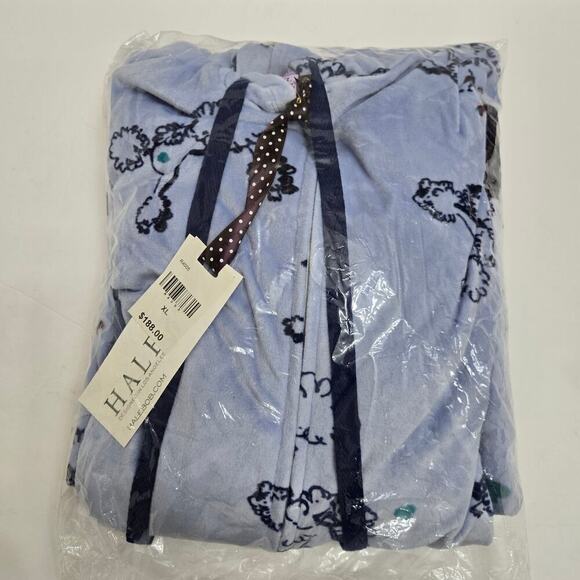 NWT Hale Bob Pajama Jumpsuit XL Soft Velour Hoodie One Piece PJs All-over Poodle - Picture 4 of 5